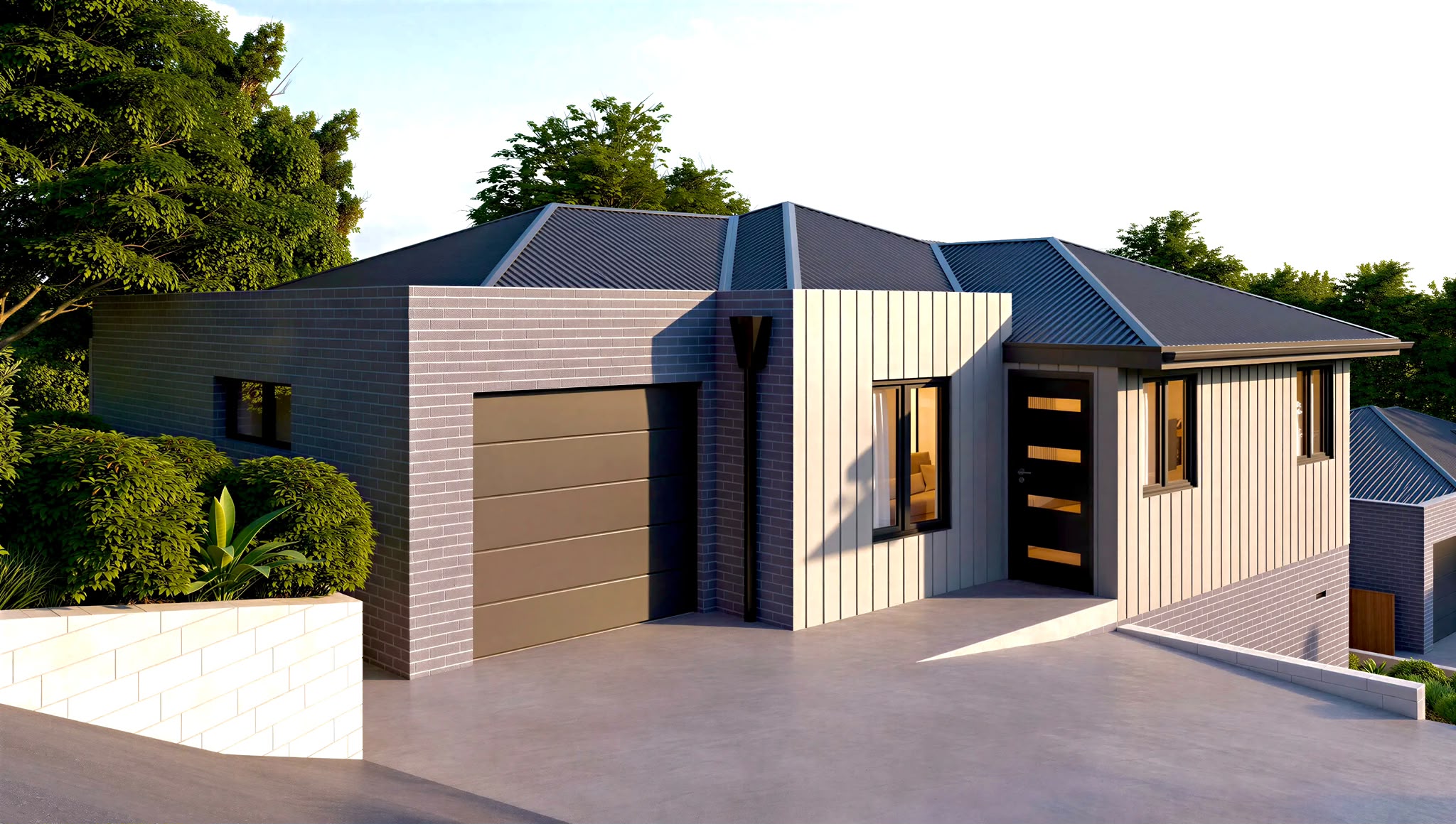Recessed entrance and garage in our Risdon Vale residential design