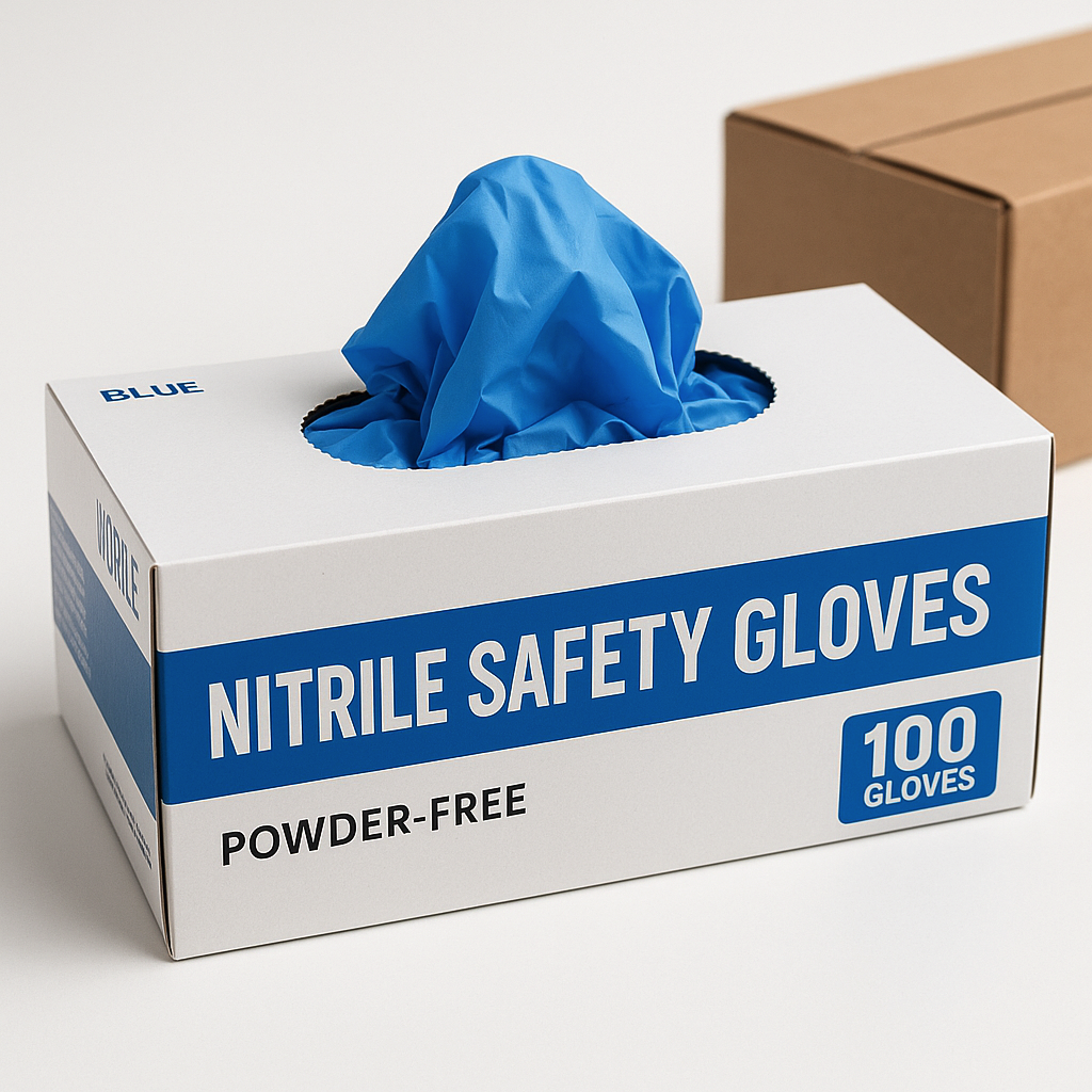 Nitrile Safety Gloves – Powder-Free (Blue)