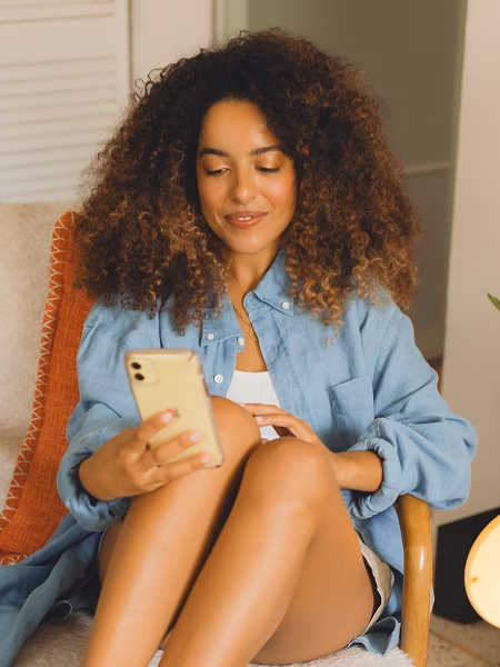 Image of woman filling out intake at heyjane.com on her phone