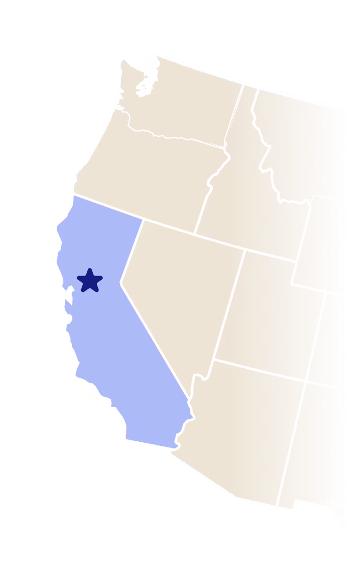 Map of California with star over Sacramento