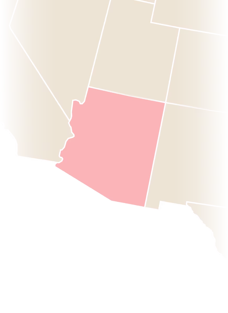 Map of the southwest US, highlighting Arizona