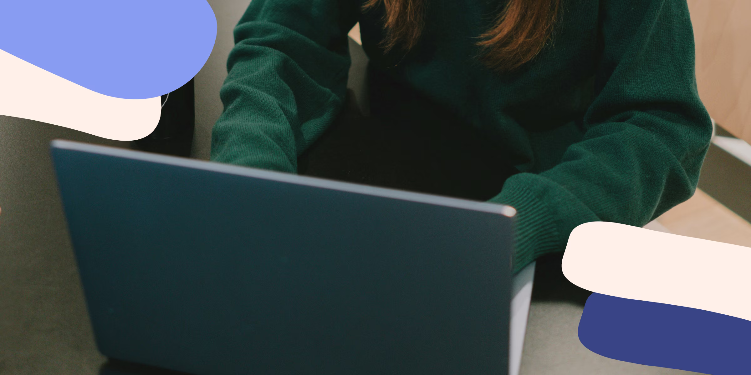 Young woman researching virtual abortion care on a laptop.