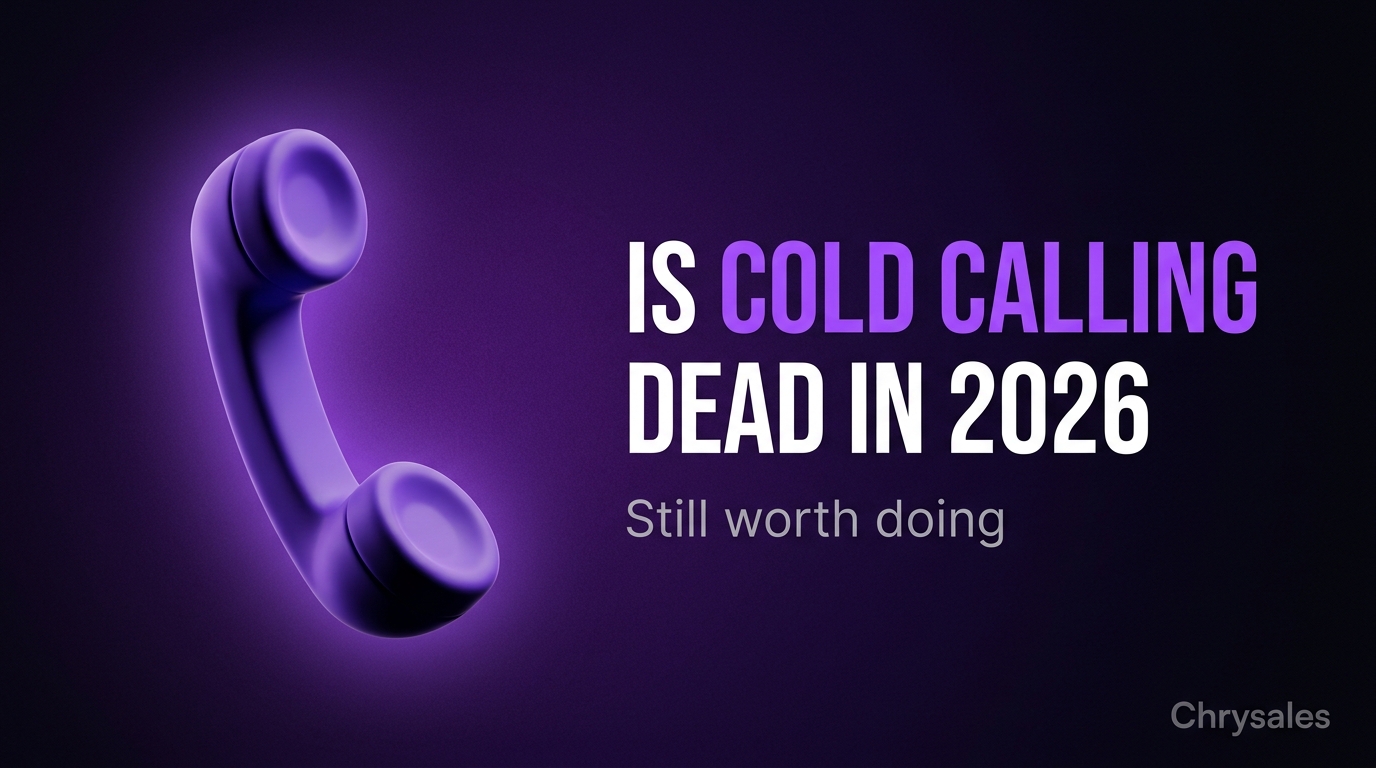 Bold featured image asking if cold calling is dead in 2026 with a purple phone