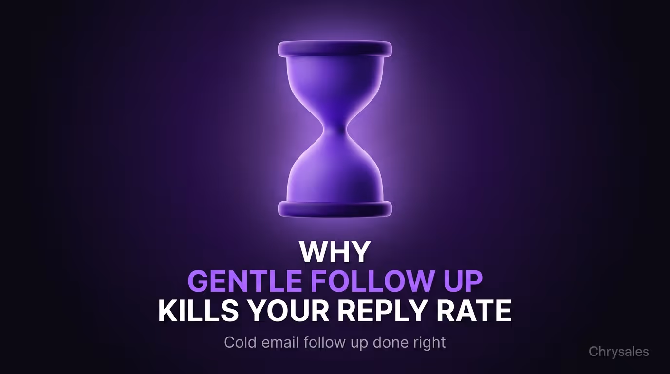 3D hourglass anchors blog title about cold email follow up reply rates