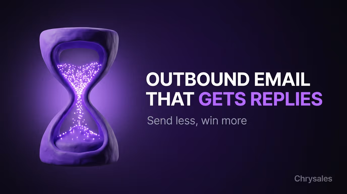 3D hourglass beside bold headline about outbound email getting replies