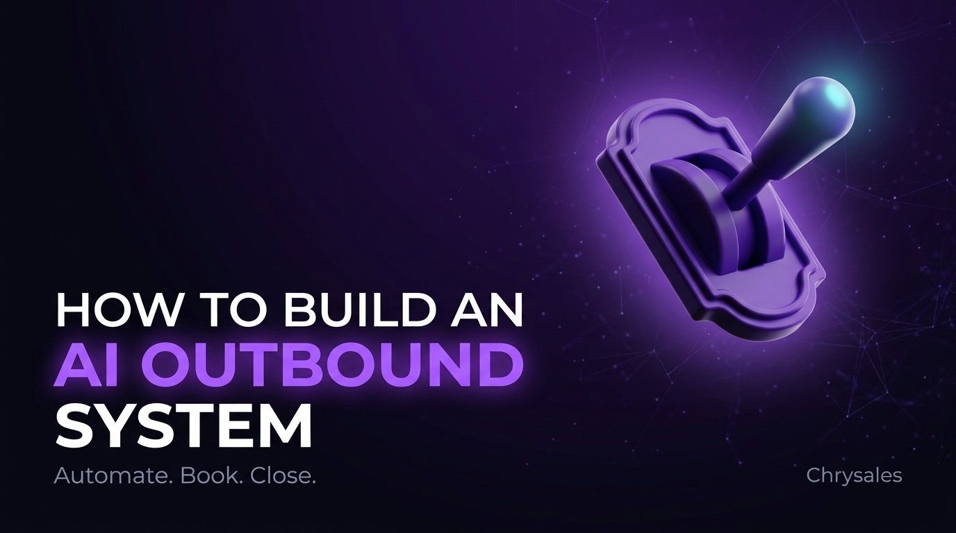AI outbound automation system blog featured image with glowing mechanical lever
