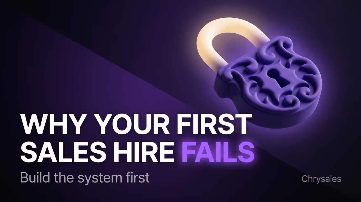 Premium blog cover showing why the first sales hire fails in 90 days