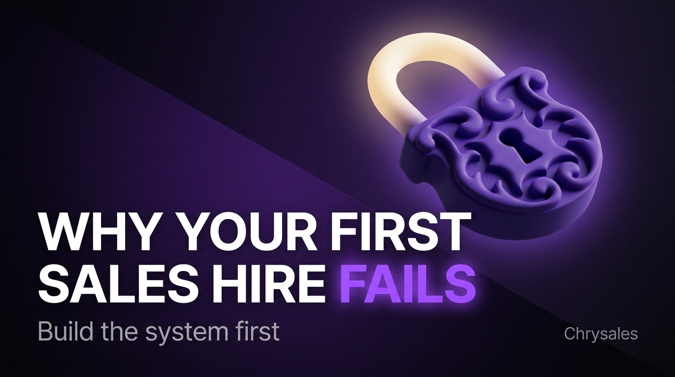 Premium blog cover showing why the first sales hire fails in 90 days