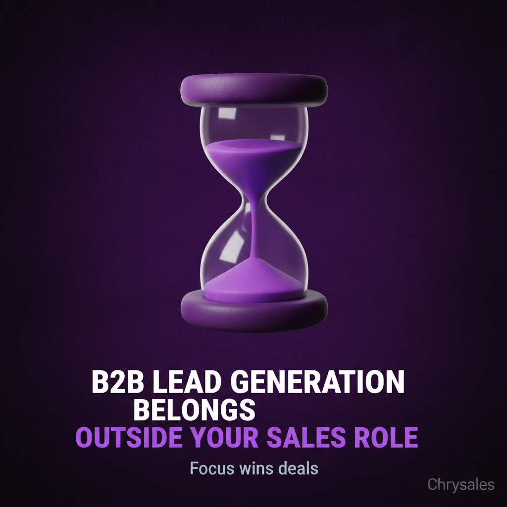 Premium B2B blog featured image showing lead generation belongs outside your sales role