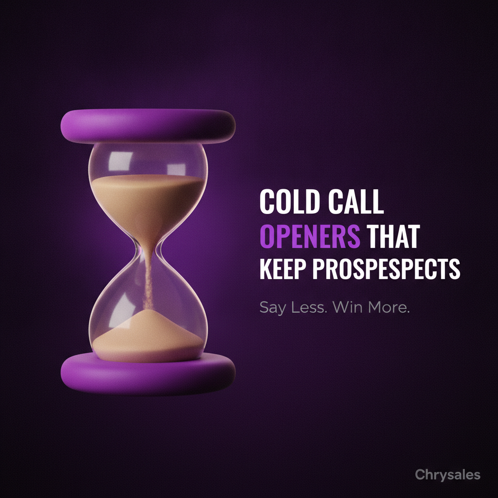 Cold call opener guide featured image with hourglass and bold headline
