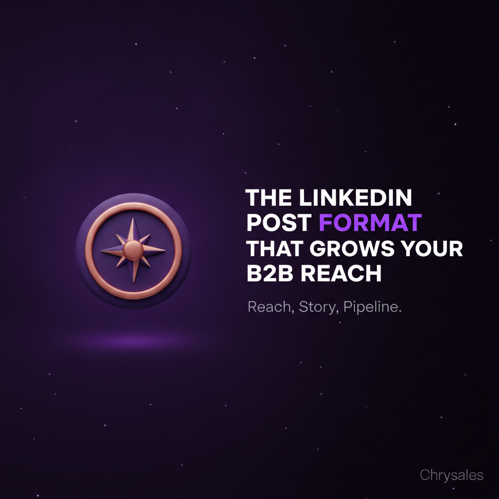 LinkedIn post format guide for B2B reach growth featuring compass visual anchor