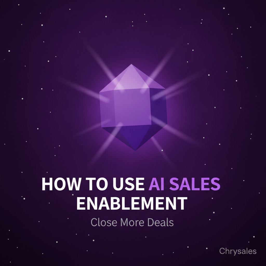 3D prism casting violet light beams above AI sales enablement blog headline
