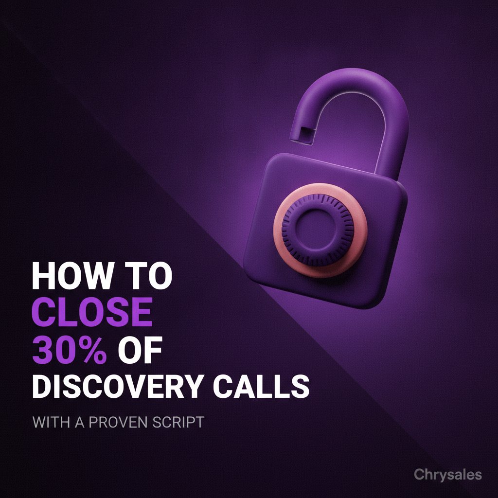 Discovery call closing script concept with open lock and 30 percent close rate title