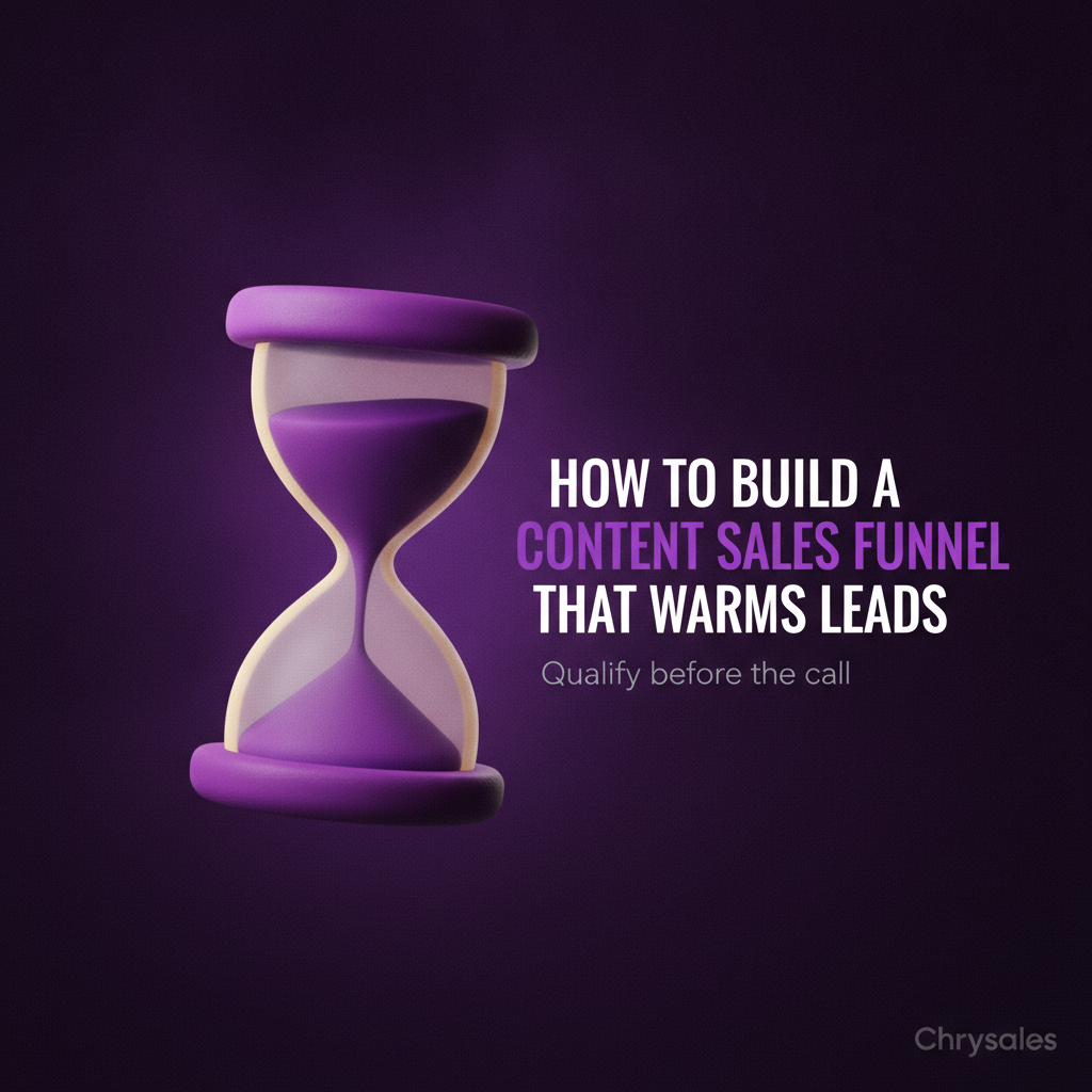 Premium 3D hourglass visual anchoring a content sales funnel warming leads blog