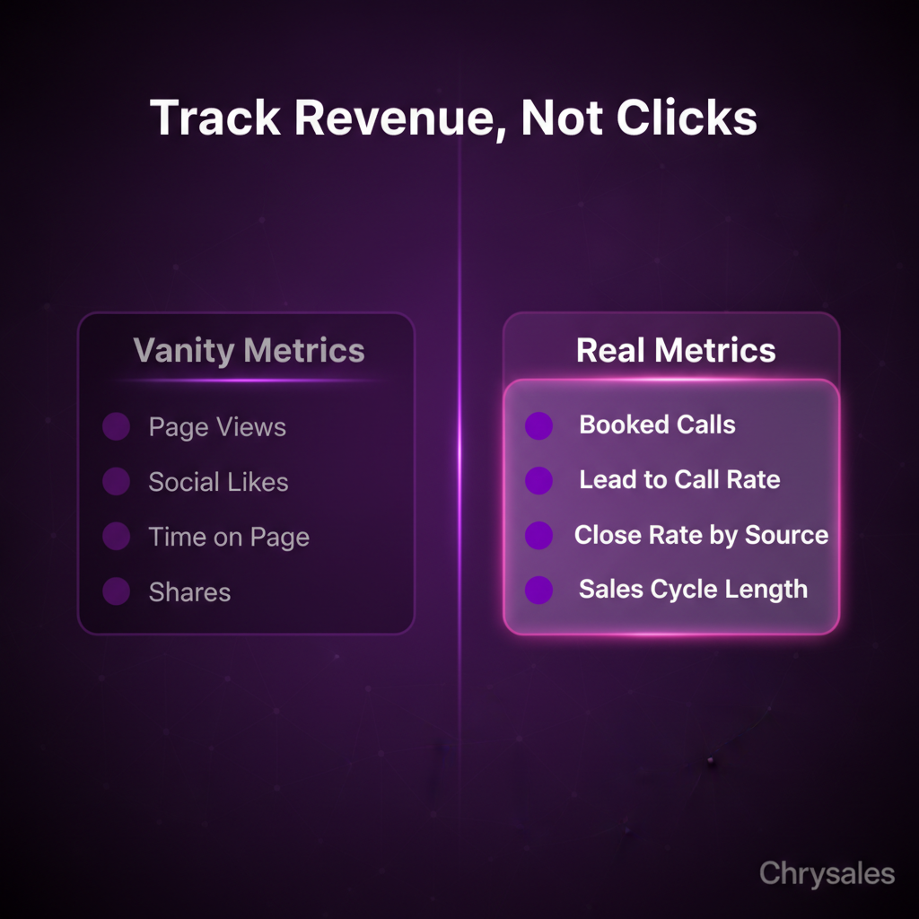 Side by side comparison of vanity metrics versus real content funnel revenue metrics