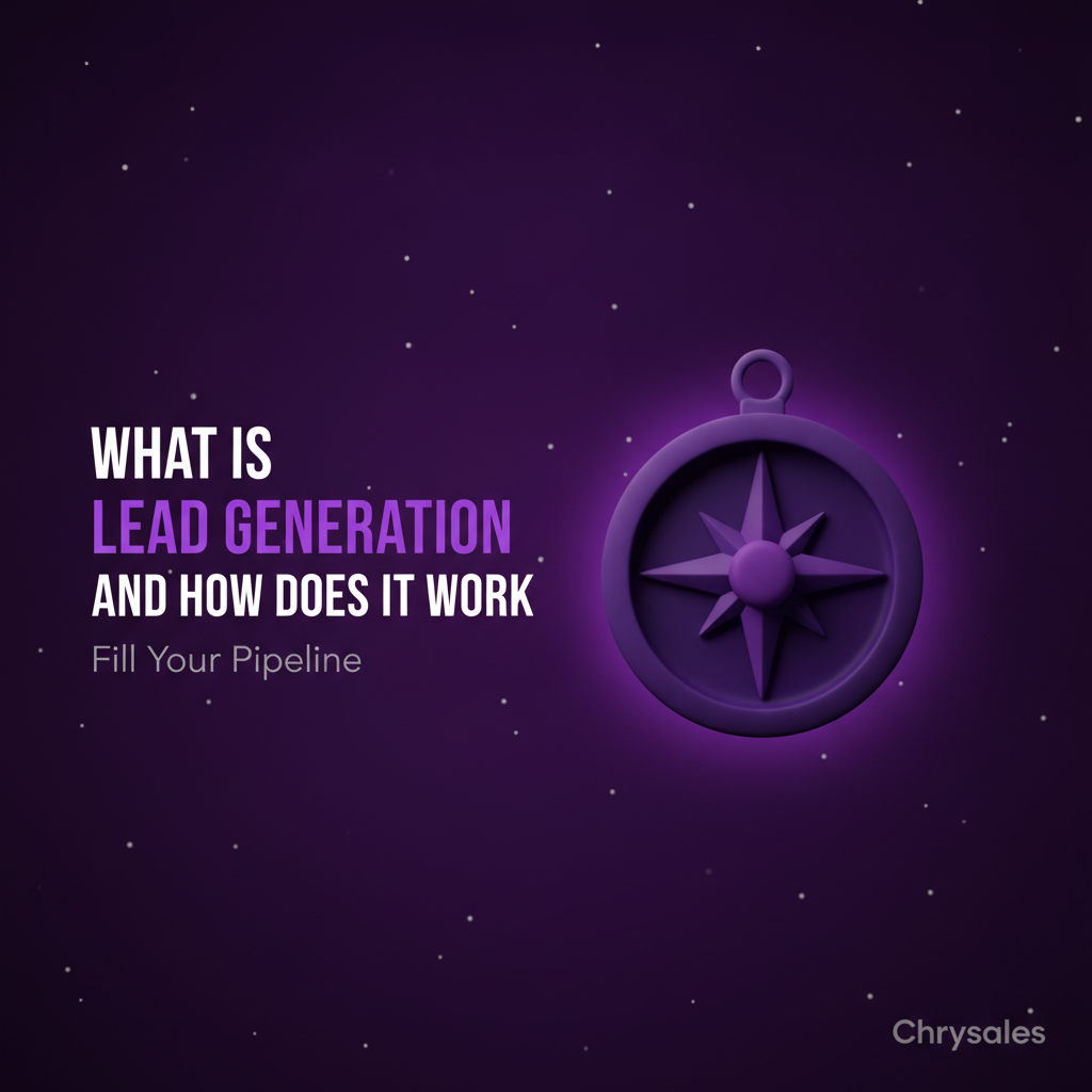 Bold lead generation blog featured image with 3D compass on dark purple background