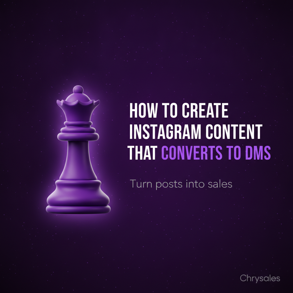 Chess queen 3D icon beside bold title about Instagram content converting to DMs
