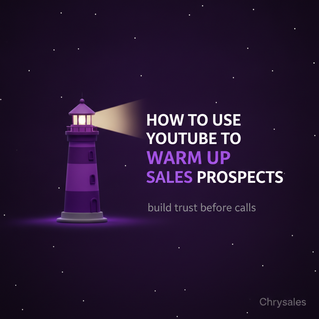 3D lighthouse beam illuminating YouTube warm up strategy for B2B sales prospects