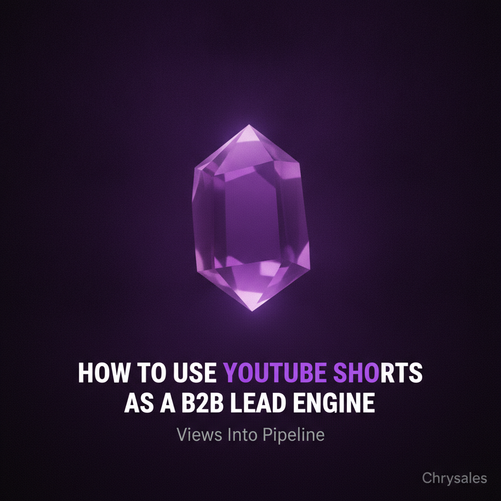Glowing 3D crystal prism with YouTube Shorts B2B lead engine title