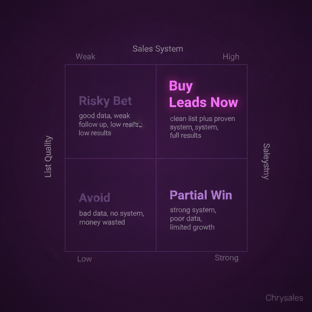 Matrix showing when buying B2B leads works based on system and list quality