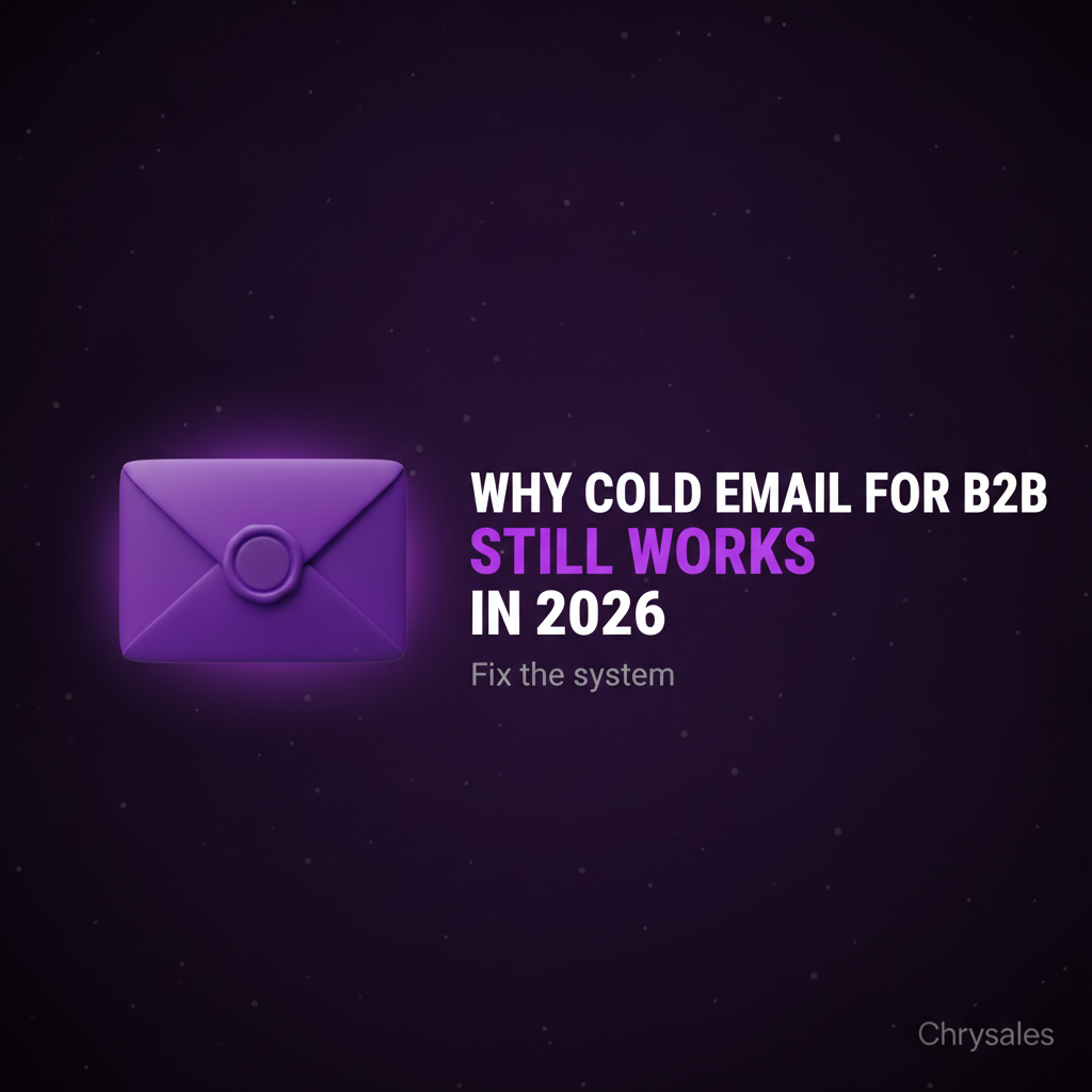 Premium visual showing cold email for B2B still works in 2026 with envelope icon