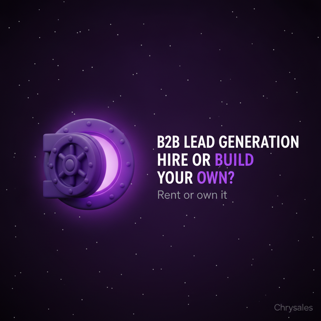 Vault door opening with violet light representing owning your B2B lead generation system