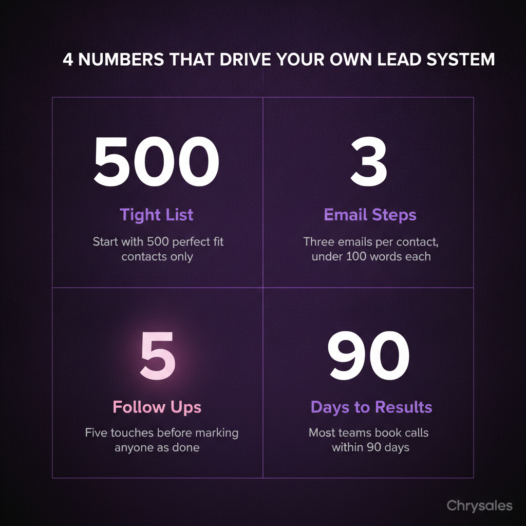 Four key numbers showing the core metrics behind building your own B2B lead generation system