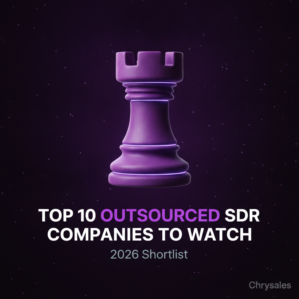 Premium B2B infographic showing top 10 outsourced SDR companies to watch in 2026