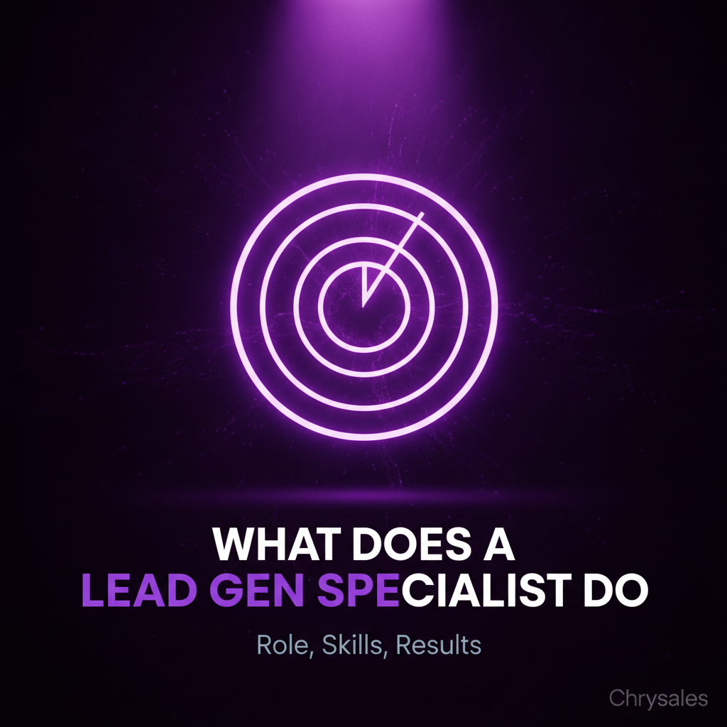 Lead generation specialist role explained with radar icon and bold title