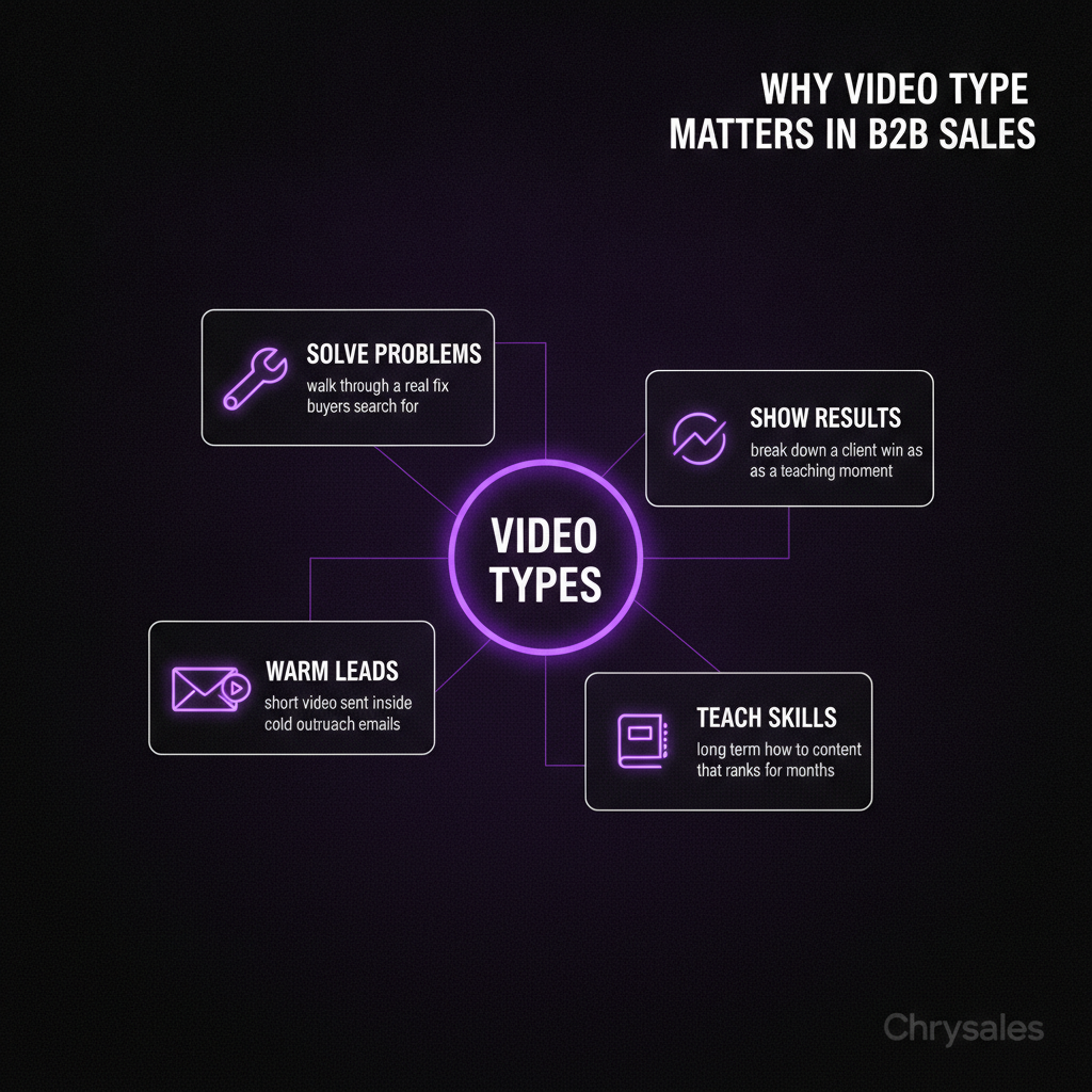 Hub and spoke chart showing four B2B YouTube video types for lead generation