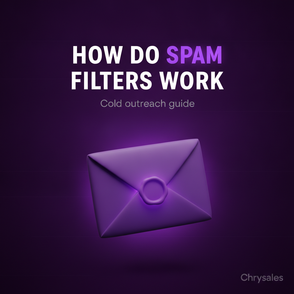 Flying envelope with violet wax seal representing spam filter cold email deliverability guide
