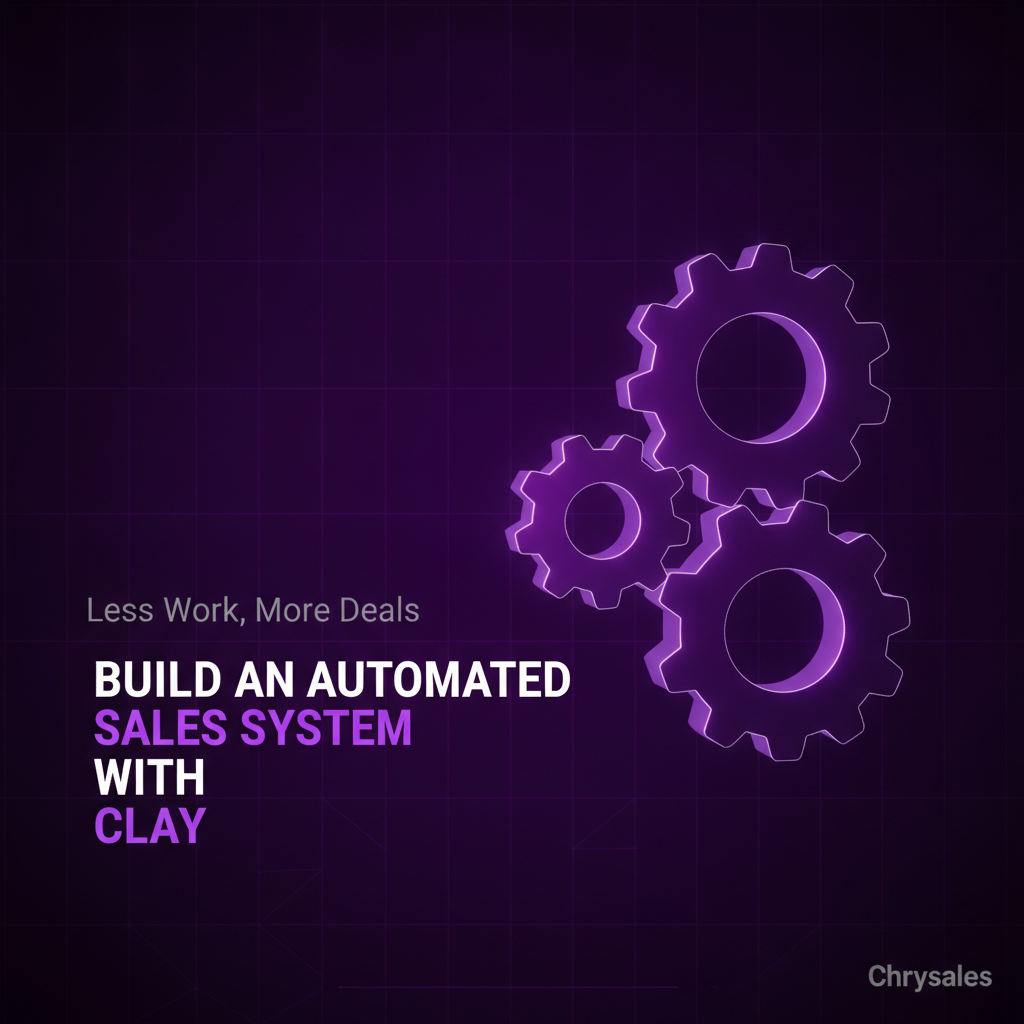 Automated sales system built with Clay featuring connected gears and workflow concept