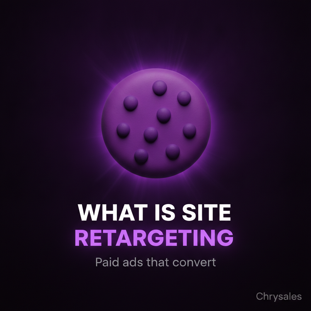 3D glowing browser cookie icon representing site retargeting for B2B businesses