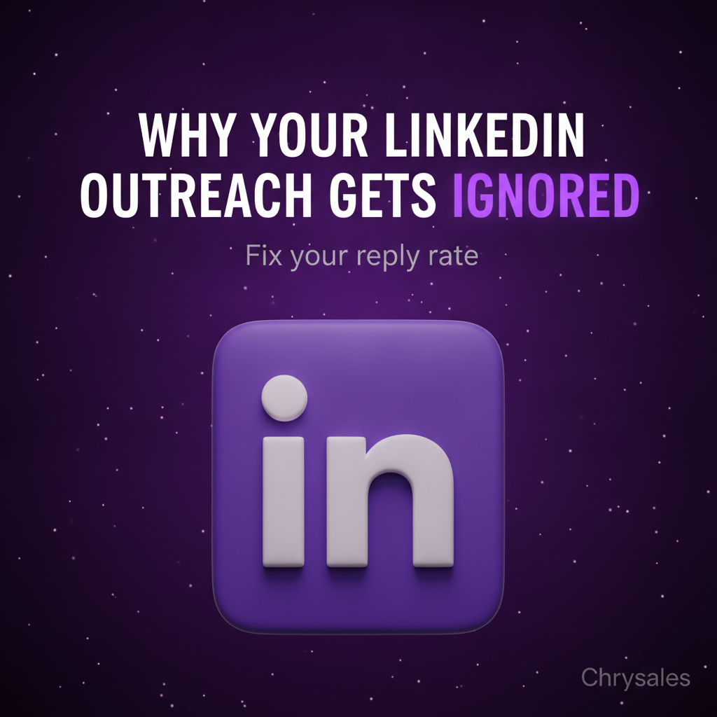 LinkedIn outreach ignored by B2B prospects, bold title with violet accent