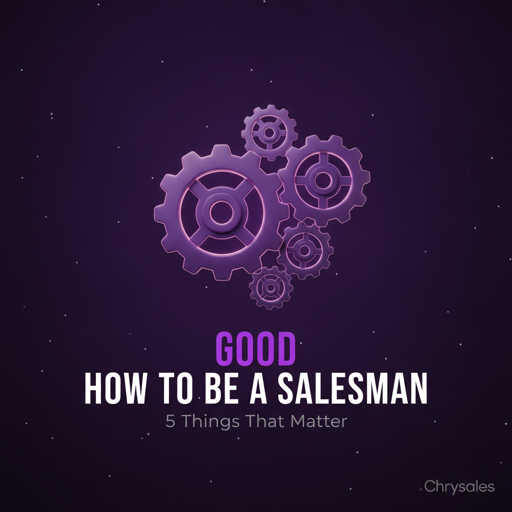 Interlocked 3D purple gears representing a B2B sales system with five key elements