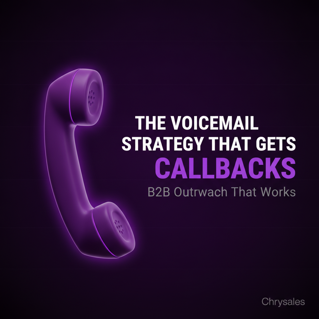 3D purple telephone handset with title voicemail strategy gets B2B callbacks