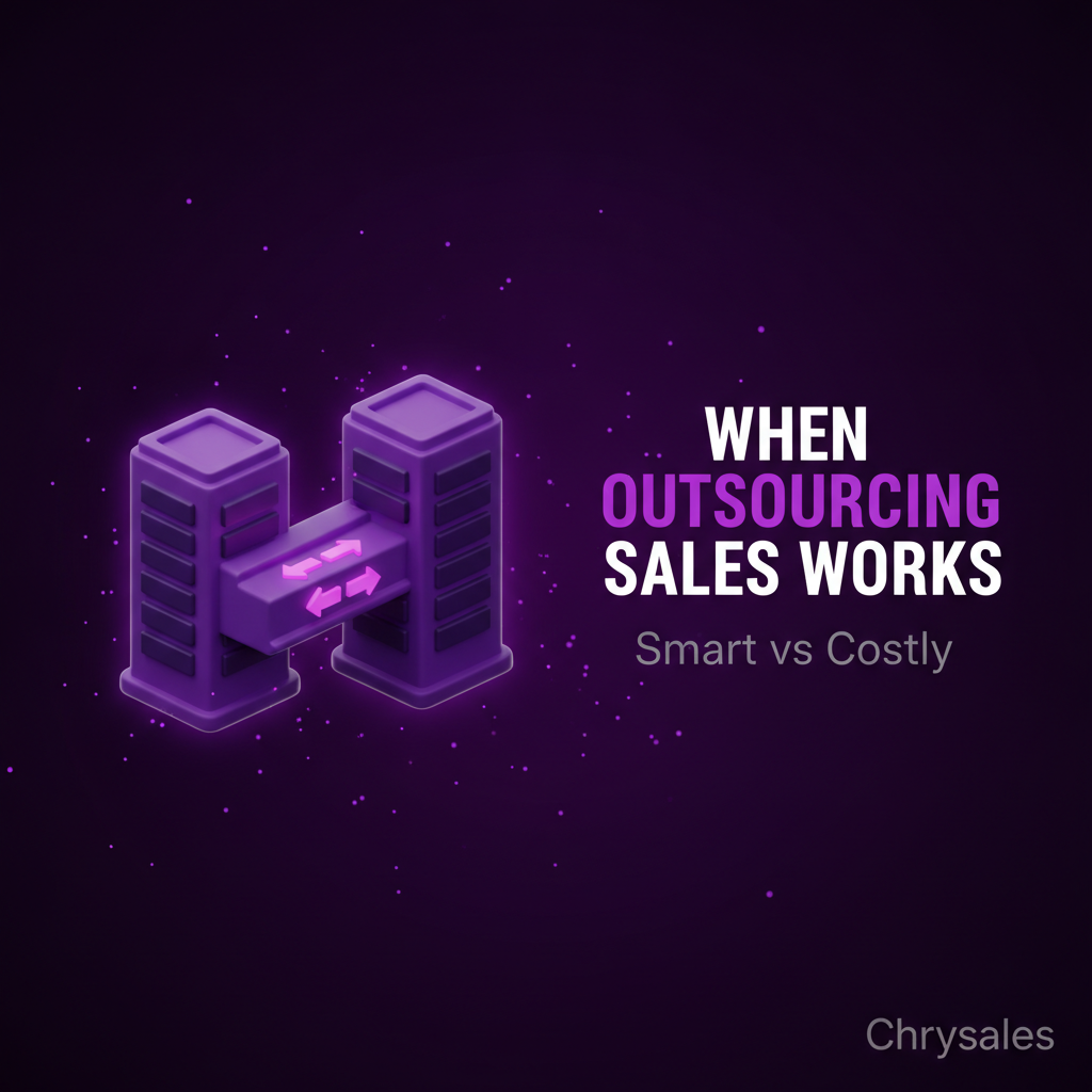 Two connected office buildings representing outsourcing sales decisions for B2B businesses