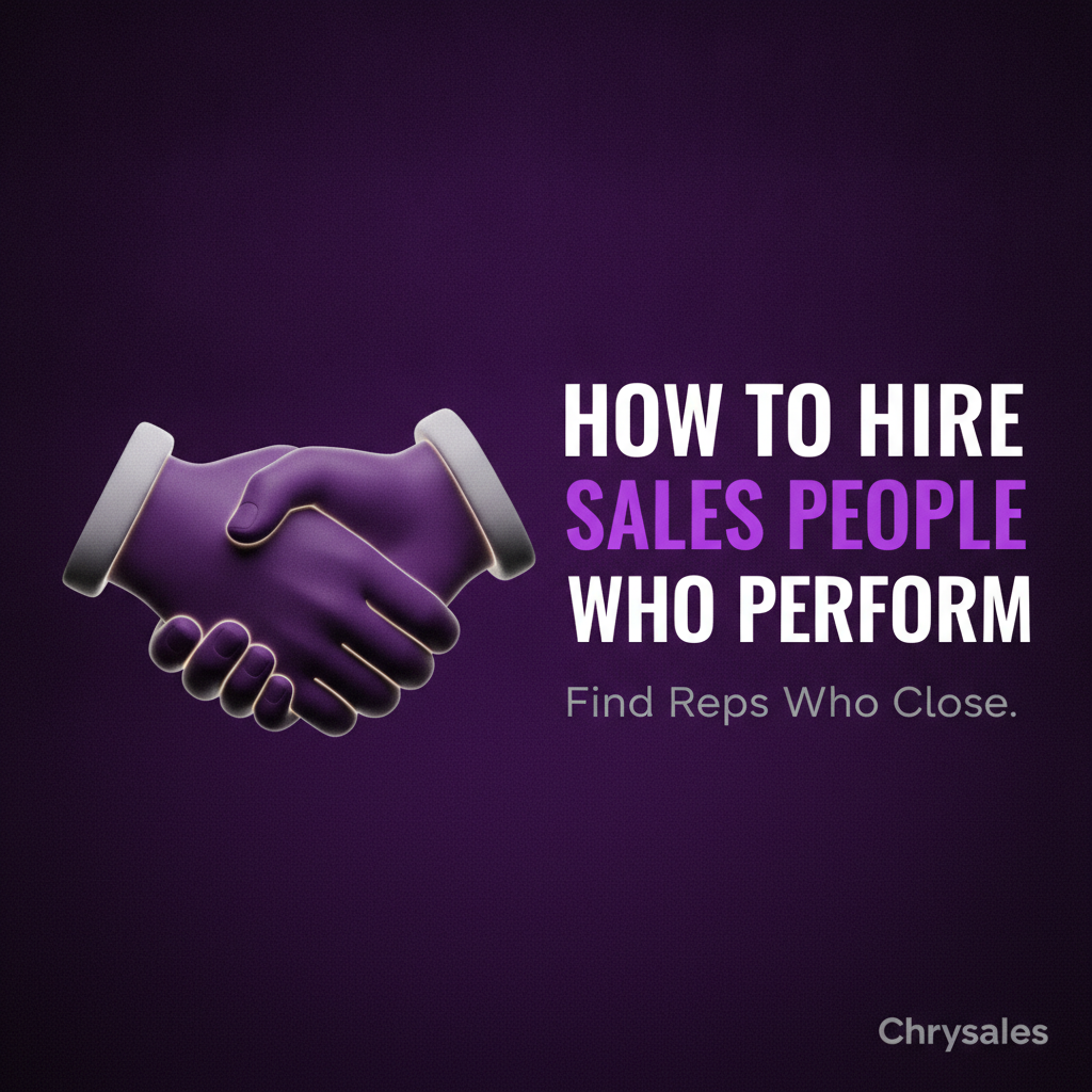 Premium B2B sales hiring featured image with handshake icon and bold title