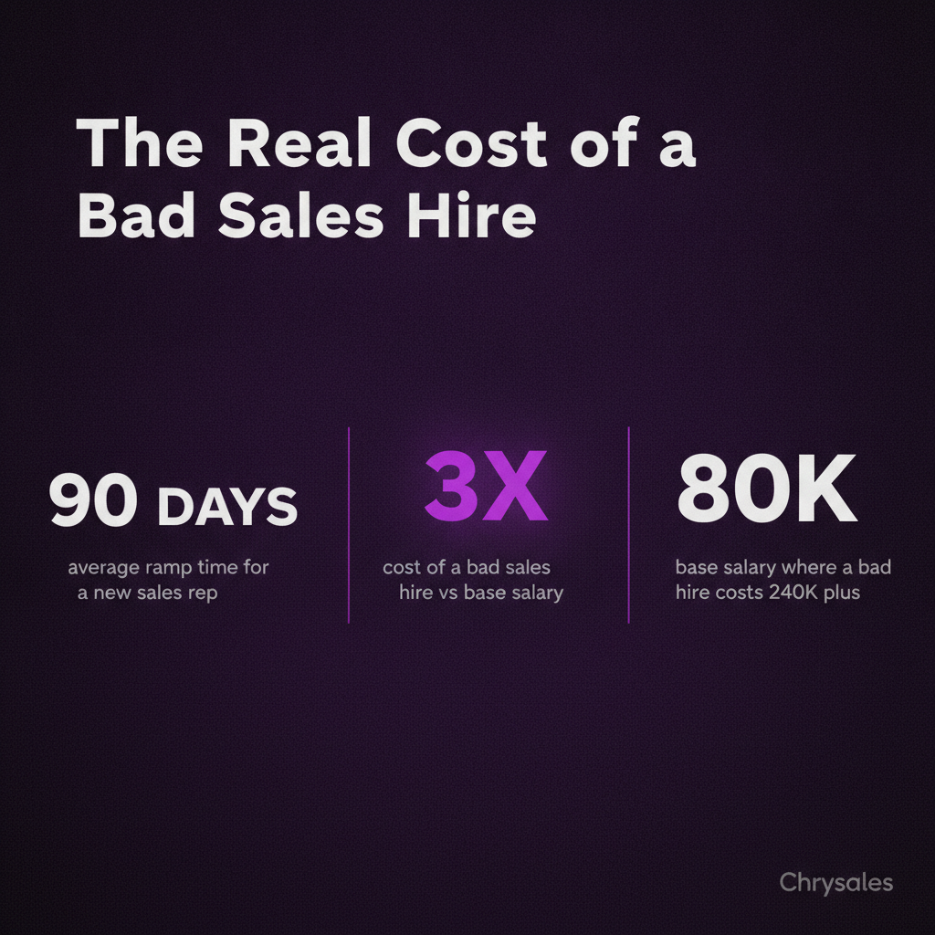 Stat grid infographic showing real cost of a bad B2B sales hire