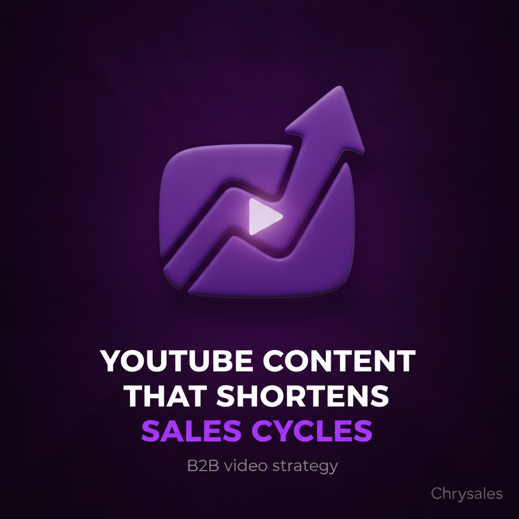 YouTube play button icon above blog title about B2B video content shortening sales cycles