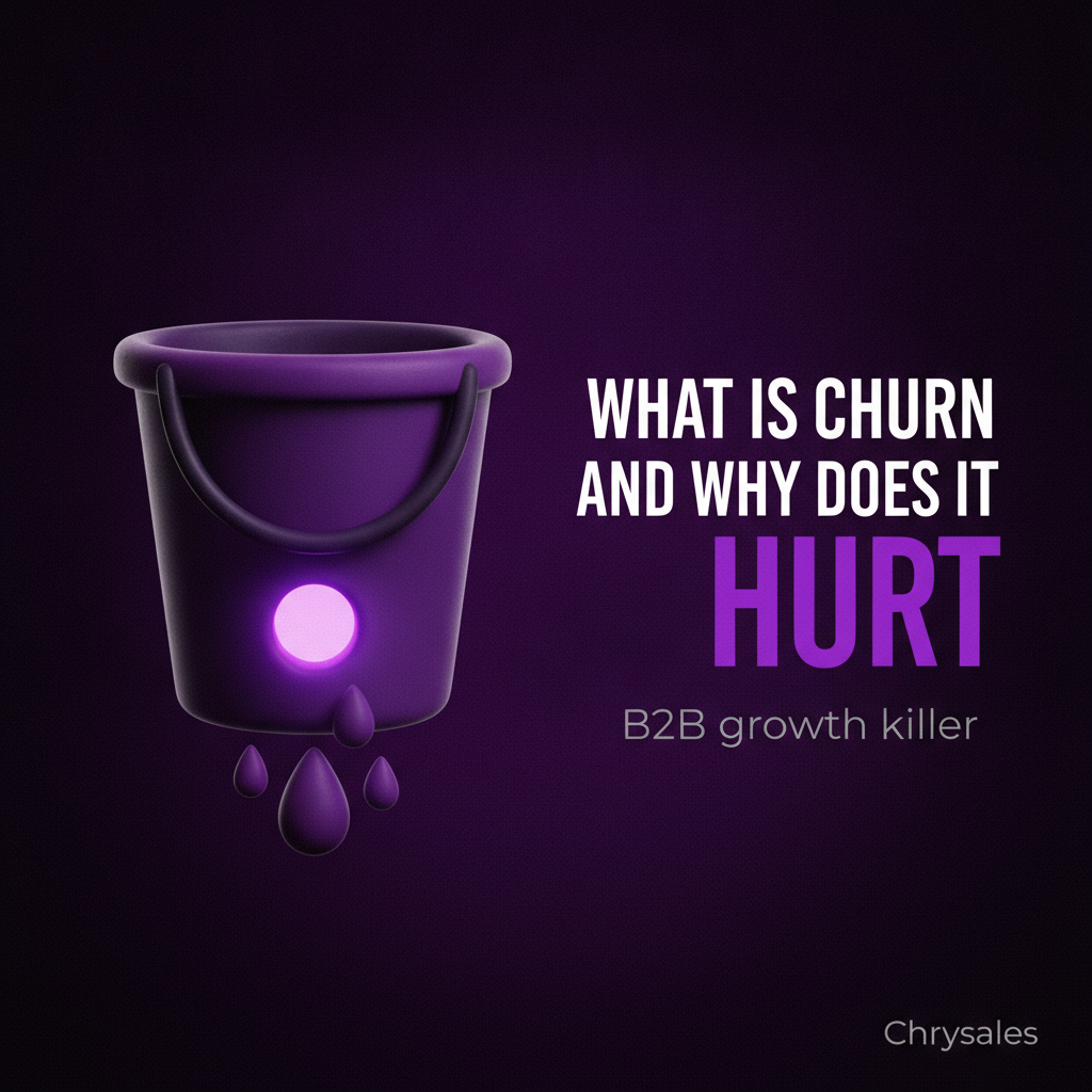 Leaking bucket icon illustrating churn damaging B2B revenue growth