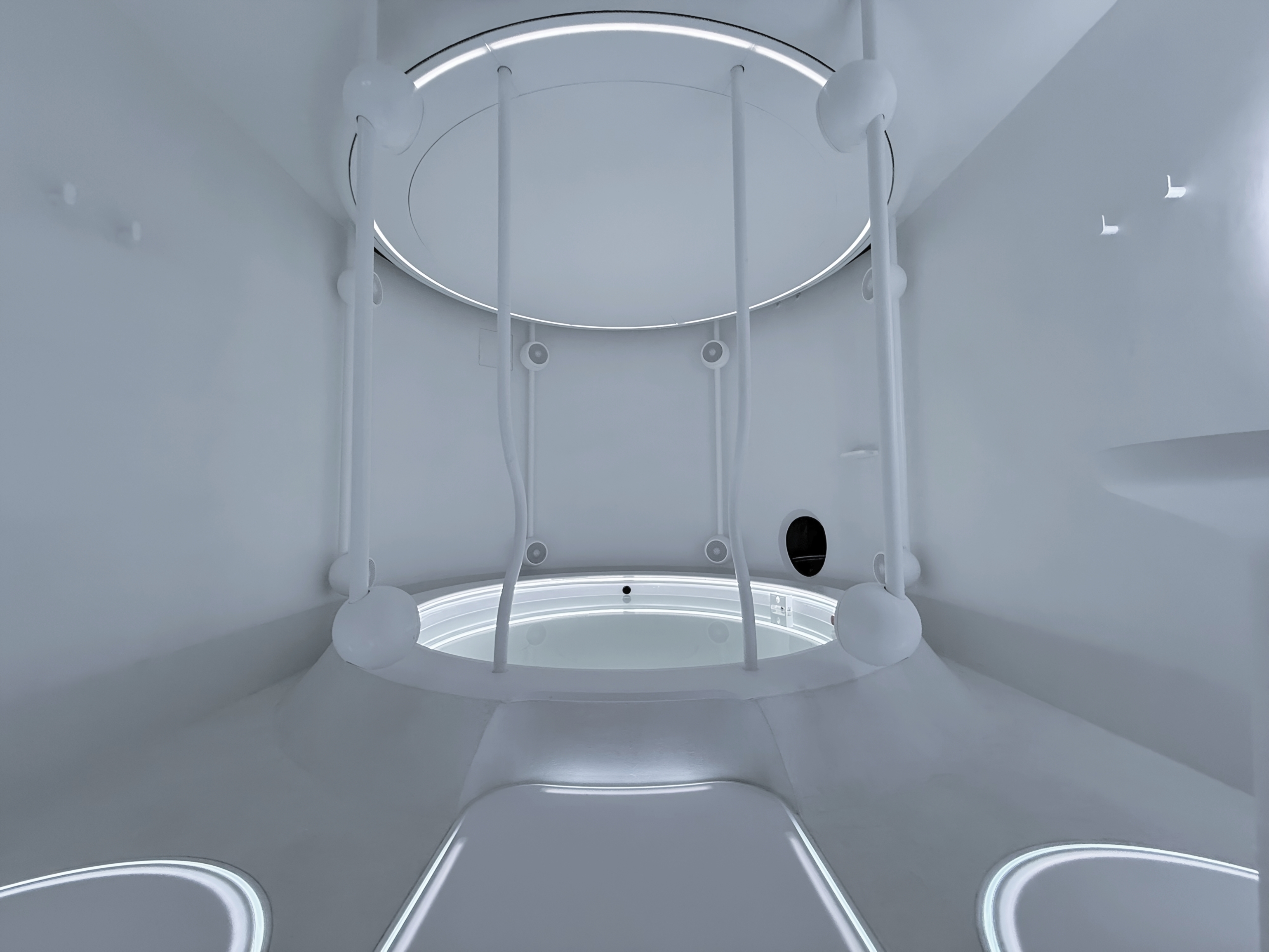 The Wavess Origin pool in a white light atmosphere