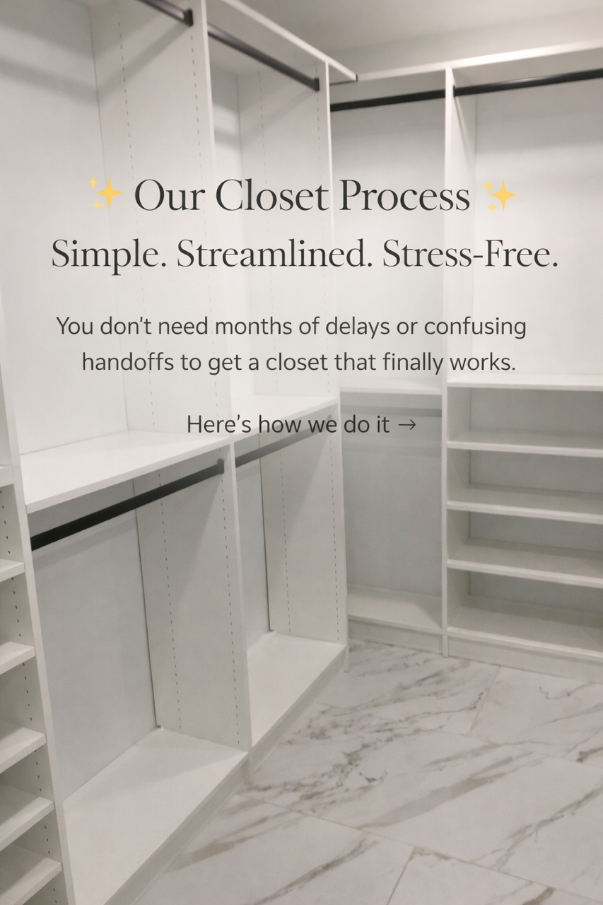 Clozetivity custom walk-in closet showcasing a clean, modern storage system designed for simple, stress-free organization.
