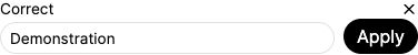 Gling Correct field with a replacement word and the Apply button.