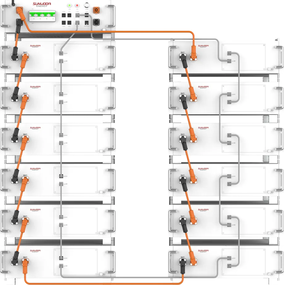 Luminey Oasis Flex commercial battery racks with high-voltage control unit