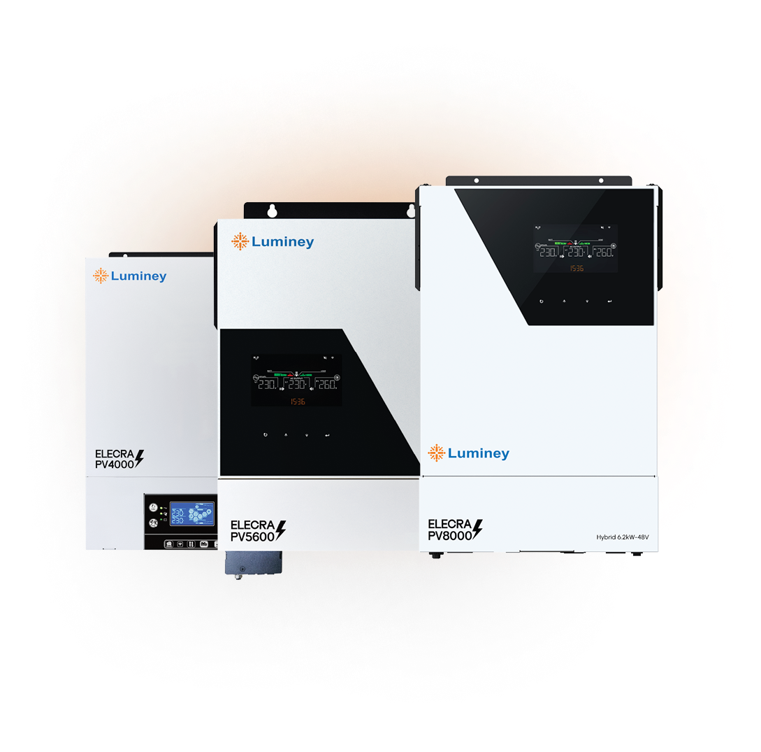 Luminey Elecra hybrid solar inverters, PV4000, PV5600 and PV8000