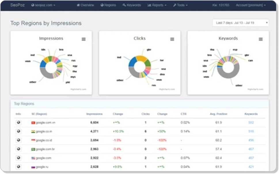 SeoPoz Dashboard Interface