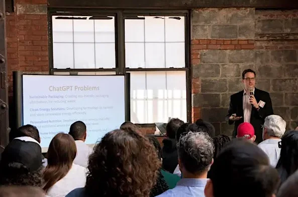 Speaker presenting to attendees at the Brooklyn Tech Expo TECH4LIFE Edition