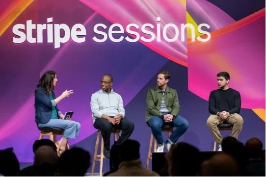 Speakers on stage at Stripe Sessions conference