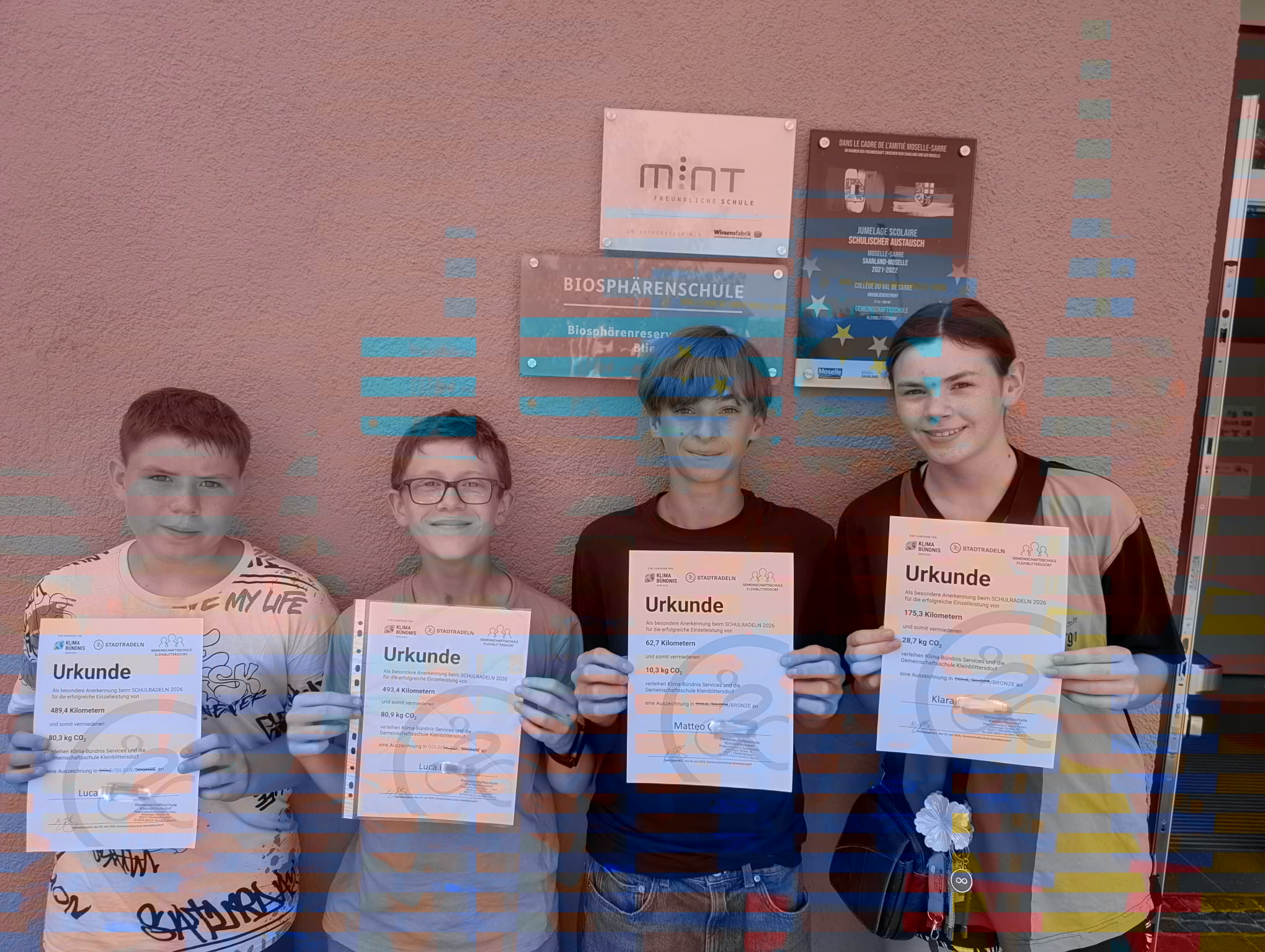Schüler/innen und Lehrkräfte nehmen teil beim Stadtradeln